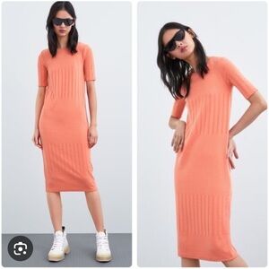 NWOT Zara coral sweater dress